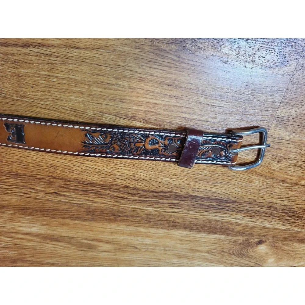 Vtge‎ Unbranded Western Embossed Leather Childrens Belt 